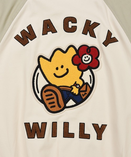 Wacky WiLLy(ワッキーウィリー)の「PATCHWORK GRAPHIC VARSITY JACKET(スタジャン・メンズ・クリーム/ネイビー・SMALL/MEDIUM/LARGE/X-LARGE)」の11枚目の写真