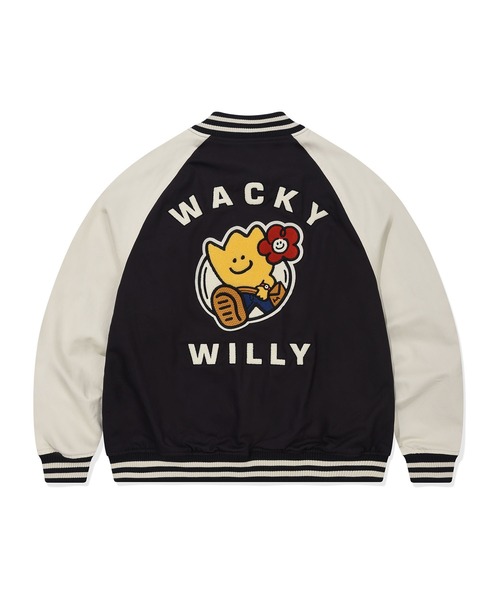 Wacky WiLLy(ワッキーウィリー)の「PATCHWORK GRAPHIC VARSITY JACKET(スタジャン・メンズ・クリーム/ネイビー・SMALL/MEDIUM/LARGE/X-LARGE)」の14枚目の写真