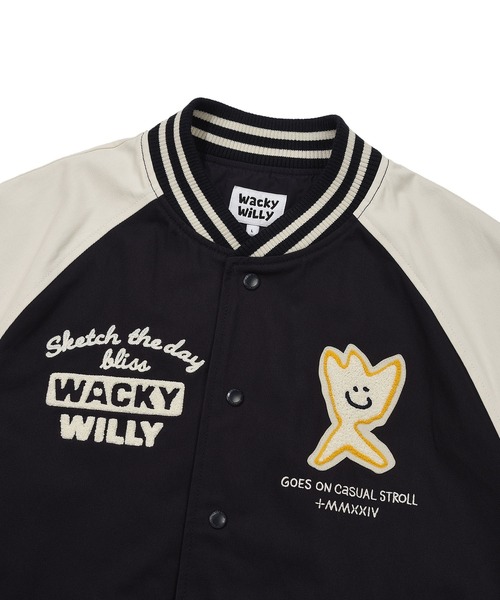 Wacky WiLLy(ワッキーウィリー)の「PATCHWORK GRAPHIC VARSITY JACKET(スタジャン・メンズ・クリーム/ネイビー・SMALL/MEDIUM/LARGE/X-LARGE)」の15枚目の写真