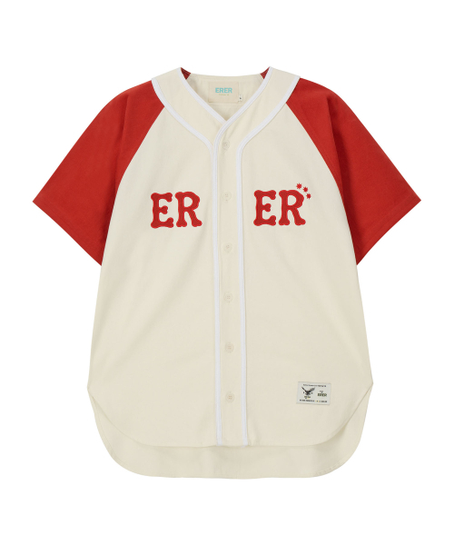 ERER（エルエル）の「ERER Color Block Baseball Shirts Red（シャツ/ブラウス・レディース・レッド・F）」の6枚目の写真