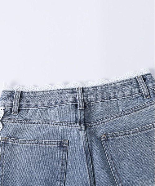 AMELY(エミリー)の「レースデザインワイドデニムパンツ(デニムパンツ・レディース・ライトブルー・M/L)」の18枚目の写真