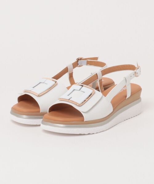 inter-chaussures(インターショシュール)の「【INTER-CHAUSSURES】バックルウエッジバックバンドサンダル(I62100)(サンダル・レディース・ホワイト/ブラック/シルバー・37/36/35/39)」の4枚目の写真