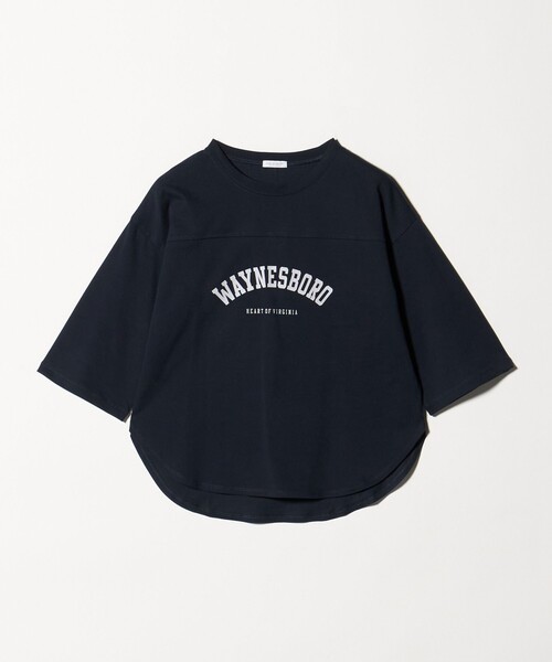 A DAY IN THE LIFE UNITED ARROWS(アデイインザライフユナイテッドアローズ)の「プリント フットボールT 7分袖 <A DAY IN THE LIFE>(Tシャツ/カットソー・レディース・ネイビー/ライトピンク/オフホワイト/グレー系・FREE)」の1枚目の写真