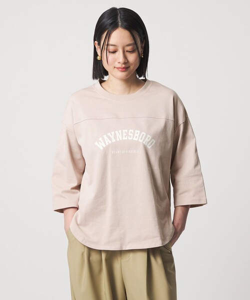 A DAY IN THE LIFE UNITED ARROWS(アデイインザライフユナイテッドアローズ)の「プリント フットボールT 7分袖 <A DAY IN THE LIFE>(Tシャツ/カットソー・レディース・ネイビー/ライトピンク/オフホワイト/グレー系・FREE)」の5枚目の写真
