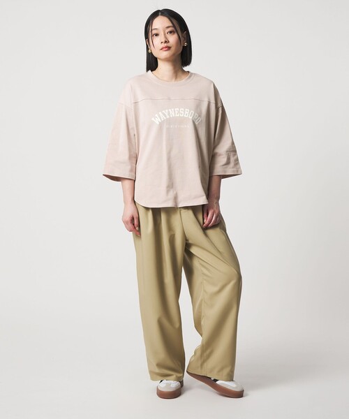 A DAY IN THE LIFE UNITED ARROWS(アデイインザライフユナイテッドアローズ)の「プリント フットボールT 7分袖 <A DAY IN THE LIFE>(Tシャツ/カットソー・レディース・ネイビー/ライトピンク/オフホワイト/グレー系・FREE)」の6枚目の写真