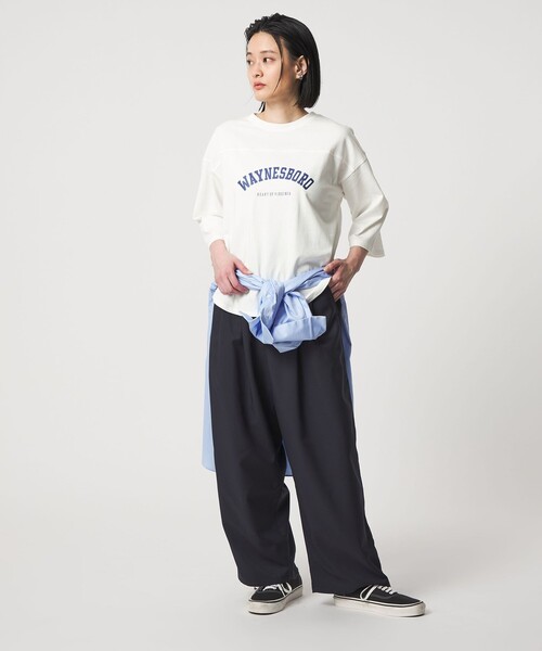 A DAY IN THE LIFE UNITED ARROWS(アデイインザライフユナイテッドアローズ)の「プリント フットボールT 7分袖 <A DAY IN THE LIFE>(Tシャツ/カットソー・レディース・ネイビー/ライトピンク/オフホワイト/グレー系・FREE)」の9枚目の写真