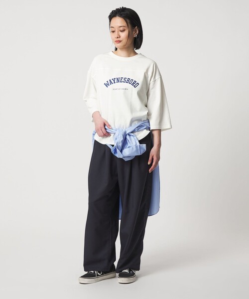 A DAY IN THE LIFE UNITED ARROWS(アデイインザライフユナイテッドアローズ)の「プリント フットボールT 7分袖 <A DAY IN THE LIFE>(Tシャツ/カットソー・レディース・ネイビー/ライトピンク/オフホワイト/グレー系・FREE)」の10枚目の写真