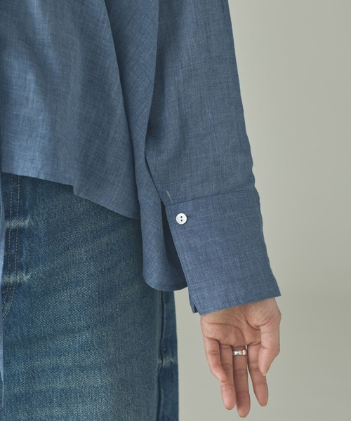 Curensology（カレンソロジー）の「Curensology(カレンソロジー)/ウォッシャブルラミーフリルブラウス（シャツ/ブラウス・レディース・ブルー系その他/ホワイト/グレー系その他2・FREE）」の16枚目の写真