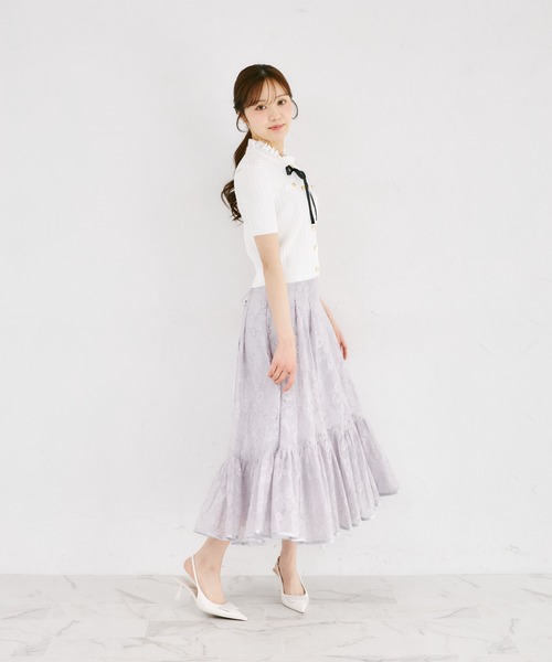 tocco closet（トッコ　クローゼット）の「バックレースアップフラワーレースフレア切り替えスカート（スカート・レディース・ミント/ラベンダー・M）」の14枚目の写真