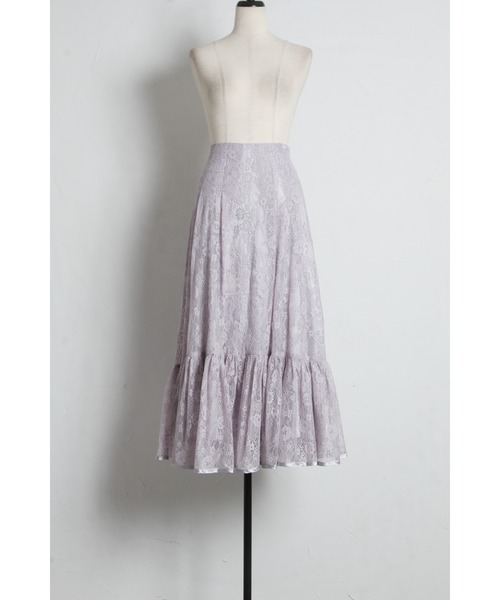 tocco closet（トッコ　クローゼット）の「バックレースアップフラワーレースフレア切り替えスカート（スカート・レディース・ミント/ラベンダー・M）」の19枚目の写真