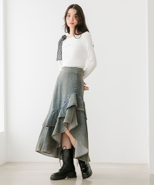 Heather（ヘザー）の「オフショルリボンカットソー　668902（Tシャツ/カットソー・レディース・グレー/オフホワイト/ブラック・FREE）」の9枚目の写真