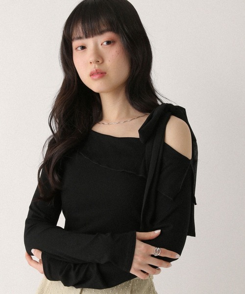 Heather（ヘザー）の「オフショルリボンカットソー　668902（Tシャツ/カットソー・レディース・グレー/オフホワイト/ブラック・FREE）」の11枚目の写真