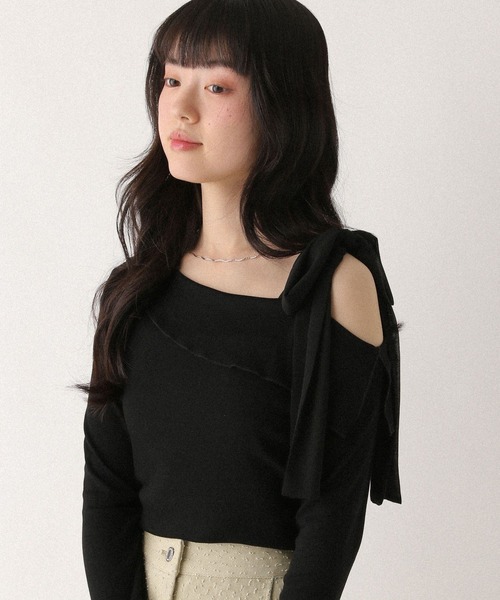Heather（ヘザー）の「オフショルリボンカットソー　668902（Tシャツ/カットソー・レディース・グレー/オフホワイト/ブラック・FREE）」の12枚目の写真