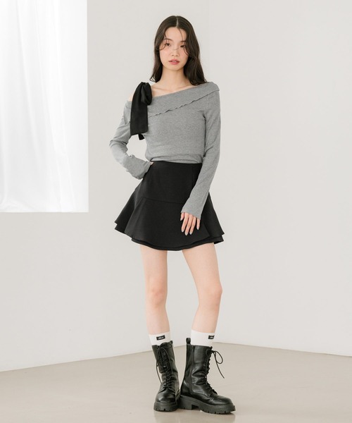 Heather（ヘザー）の「オフショルリボンカットソー　668902（Tシャツ/カットソー・レディース・グレー/オフホワイト/ブラック・FREE）」の21枚目の写真