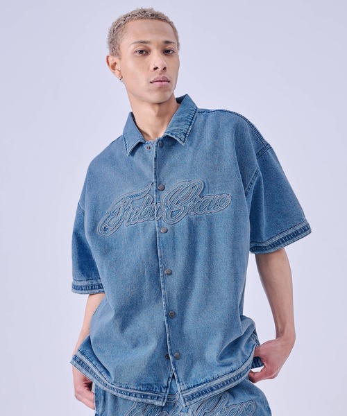 FUBU( フブ)の「FUBU フブ ブランド Denim Warm Up Shirts/デニムウォームアップシャツ(シャツ/ブラウス・メンズ・ライトブルー/ブラック・XXL/XL/L/M)」の14枚目の写真
