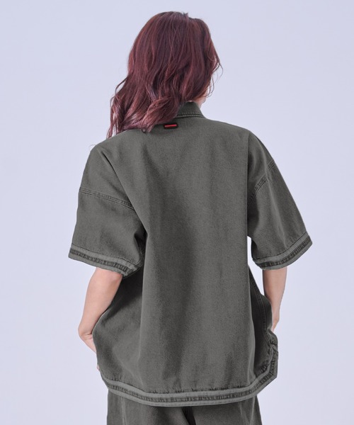 FUBU( フブ)の「FUBU フブ ブランド Denim Warm Up Shirts/デニムウォームアップシャツ(シャツ/ブラウス・メンズ・ライトブルー/ブラック・XXL/XL/L/M)」の9枚目の写真
