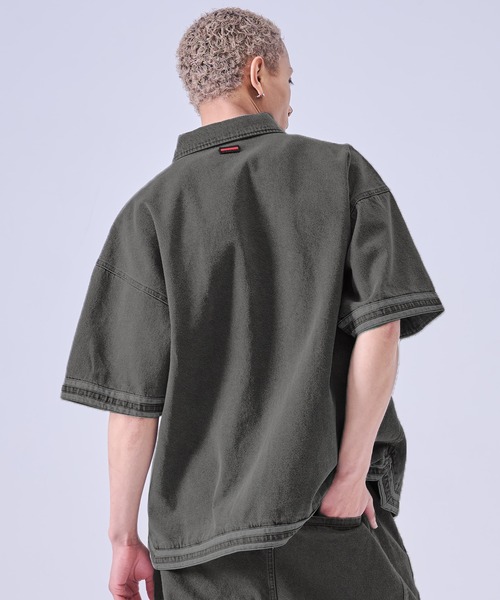 FUBU( フブ)の「FUBU フブ ブランド Denim Warm Up Shirts/デニムウォームアップシャツ(シャツ/ブラウス・メンズ・ライトブルー/ブラック・XXL/XL/L/M)」の5枚目の写真