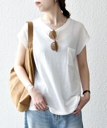 SHIPS any:〈洗濯機可能〉シアー 裏毛 クルーネック フレンチ スリーブ TEE