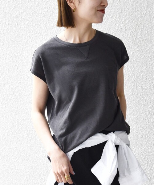 SHIPS any（シップス エニィ）の「SHIPS any:〈洗濯機可能〉シアー 裏毛 クルーネック フレンチ スリーブ TEE（Tシャツ/カットソー・レディース・ピンク/チャコールグレー/ホワイト・ONE SIZE）」の19枚目の写真