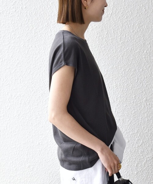 SHIPS any（シップス エニィ）の「SHIPS any:〈洗濯機可能〉シアー 裏毛 クルーネック フレンチ スリーブ TEE（Tシャツ/カットソー・レディース・ピンク/チャコールグレー/ホワイト・ONE SIZE）」の20枚目の写真