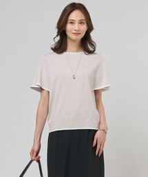 【シーンレスに活躍】COOL MINT COTTON POLYESTER フレアスリーブ ニット プルオーバー
