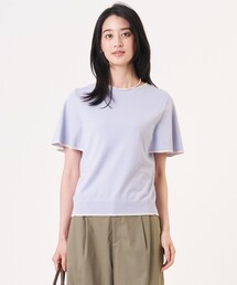 【シーンレスに活躍】COOL MINT COTTON POLYESTER フレアスリーブ ニット プルオーバー
