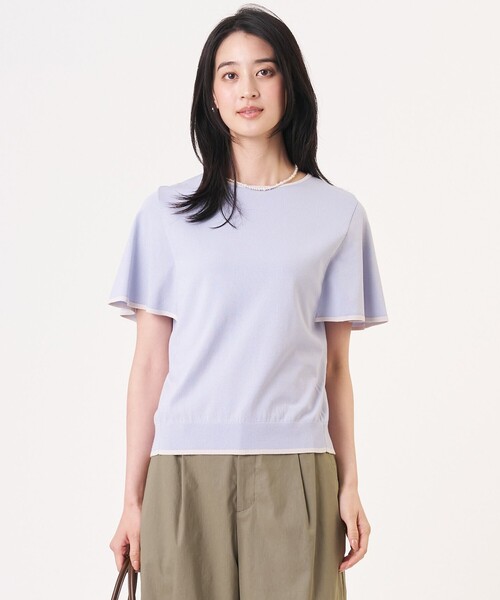 J.PRESS(ジェイプレス)の「【シーンレスに活躍】COOL MINT COTTON POLYESTER フレアスリーブ ニット プルオーバー(ニット/セーター・レディース・ネイビー系/ベージュ系/サックスブルー系・T13/T15)」の3枚目の写真