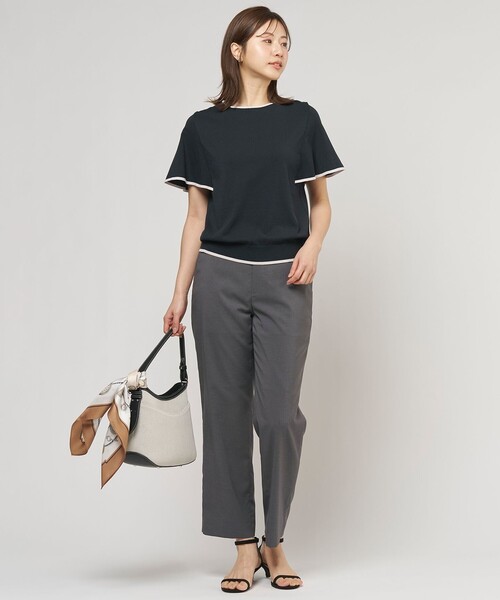 J.PRESS(ジェイプレス)の「【シーンレスに活躍】COOL MINT COTTON POLYESTER フレアスリーブ ニット プルオーバー(ニット/セーター・レディース・ネイビー系/ベージュ系/サックスブルー系・T13/T15)」の6枚目の写真
