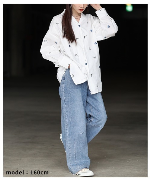 Sawa a la mode(サワアラモード)の「花柄刺繍オープンカラーコットンシャツ(シャツ/ブラウス・レディース・ブラック/オフホワイト・FREE)」の13枚目の写真