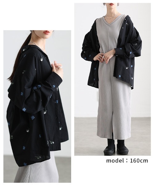 Sawa a la mode(サワアラモード)の「花柄刺繍オープンカラーコットンシャツ(シャツ/ブラウス・レディース・ブラック/オフホワイト・FREE)」の16枚目の写真