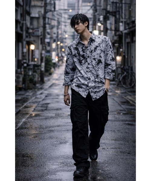 Bling Leads（ブリングリーズ）の「【Bls】 【ZM】【Bling Leads】総柄ニュアンス 長袖シャツ（シャツ/ブラウス・メンズ・グレー・FREE）」の2枚目の写真