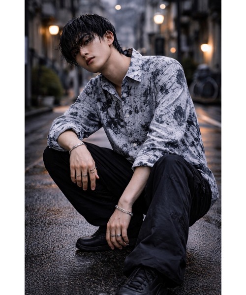 Bling Leads（ブリングリーズ）の「【Bls】 【ZM】【Bling Leads】総柄ニュアンス 長袖シャツ（シャツ/ブラウス・メンズ・グレー・FREE）」の3枚目の写真