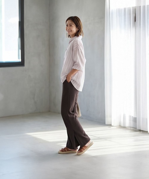 STYLE DELI(スタイルデリ)の「エアリーストライプ柄シャツ(シャツ/ブラウス・レディース・ピンク/ホワイト・FREE)」の10枚目の写真