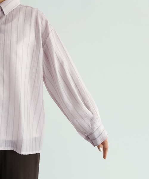 STYLE DELI(スタイルデリ)の「エアリーストライプ柄シャツ(シャツ/ブラウス・レディース・ピンク/ホワイト・FREE)」の14枚目の写真