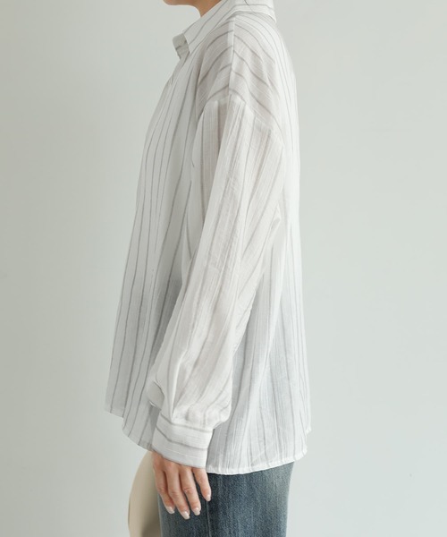 STYLE DELI(スタイルデリ)の「エアリーストライプ柄シャツ(シャツ/ブラウス・レディース・ピンク/ホワイト・FREE)」の17枚目の写真