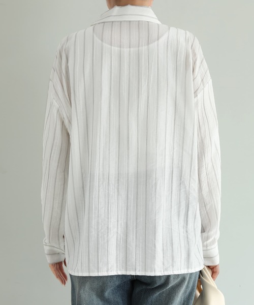 STYLE DELI(スタイルデリ)の「エアリーストライプ柄シャツ(シャツ/ブラウス・レディース・ピンク/ホワイト・FREE)」の18枚目の写真