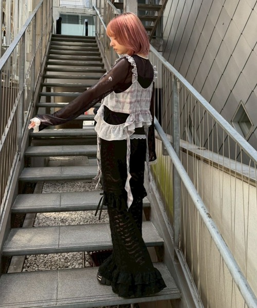 Candy Stripper(キャンディストリッパー)の「BE LOVED FLARE パンツ(その他パンツ・レディース・ブラック/ライトベージュ・FREE)」の19枚目の写真