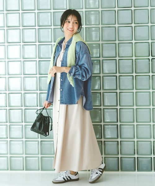 COHINA(コヒナ)の「リネンライクタックフレアワンピース 【低身長・小柄女性】(ワンピース・レディース・ネイビー/ベージュ・REGULAR/SHORT)」の11枚目の写真
