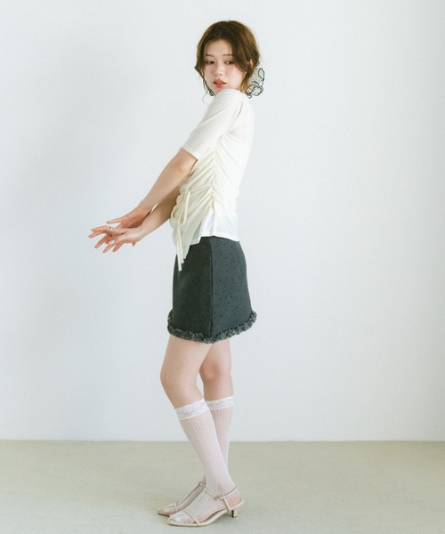 VANNIE U（ヴァニーユー）の「ドレープカシュクールトップス（Tシャツ/カットソー・レディース・ブラック/アイボリー・FREE）」の17枚目の写真