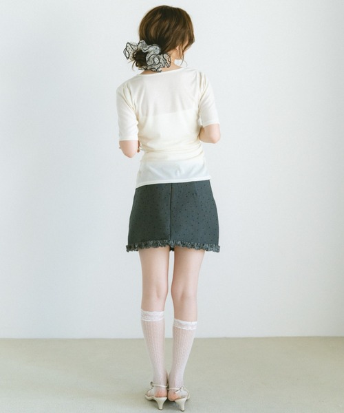 VANNIE U（ヴァニーユー）の「ドレープカシュクールトップス（Tシャツ/カットソー・レディース・ブラック/アイボリー・FREE）」の18枚目の写真