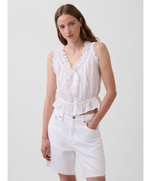 GAP | アイレット フロントタイ クロップド ペプラム トップス(シャツ/ブラウス)