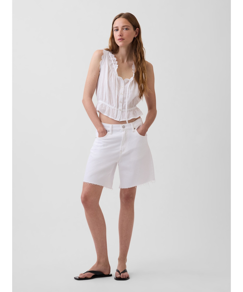 GAP(ギャップ)の「アイレット フロントタイ クロップド ペプラム トップス(シャツ/ブラウス・レディース・ホワイト/ブルー・S/L/M/XS/XXS)」の8枚目の写真