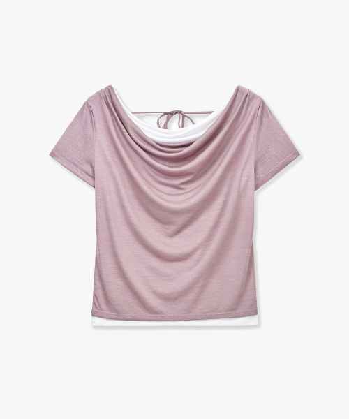 MONGDOL(モンドル)の「ドレープネックレイヤード半袖TシャツラベンダーMDTS094LAVENDER(Tシャツ/カットソー・レディース・その他・F)」の7枚目の写真