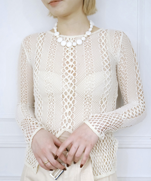EUCHRONIAユークロニアSTRETCHLACELONG SLEEVETEE EDIT.FOR LULU｜【EUCHRONIA/ユークロニア】Stretch lace long sleeve