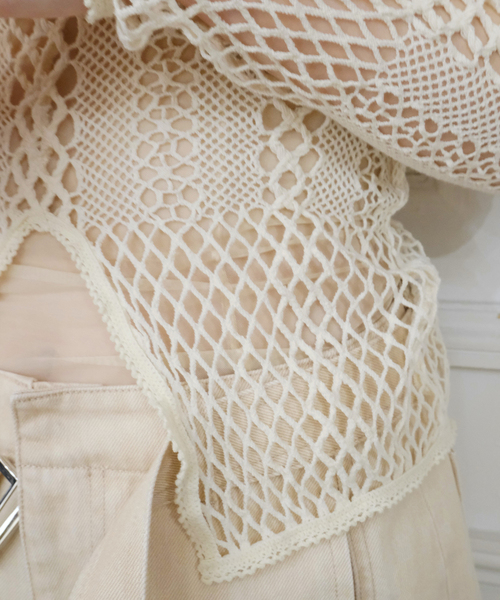 IENA LA BOUCLE(イエナラブークル)の「EUCHRONIA ユークロニア stretch lace long sleeve tee 261801(Tシャツ/カットソー・レディース・アイボリー/ネイビー・FREE)」の6枚目の写真