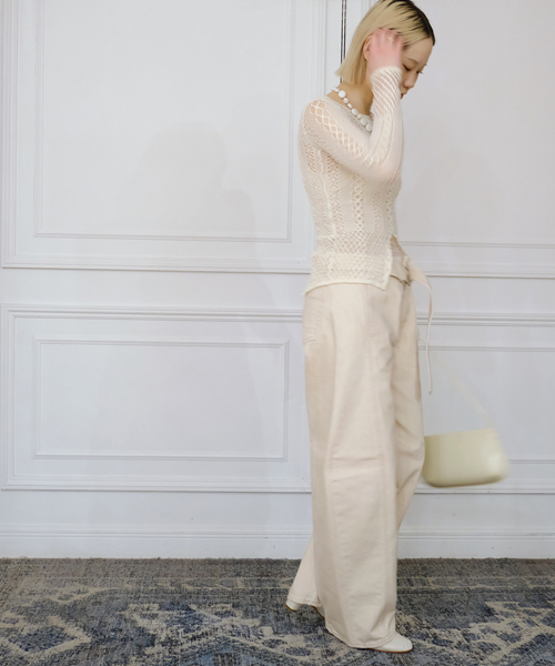 IENA LA BOUCLE(イエナラブークル)の「EUCHRONIA ユークロニア stretch lace long sleeve tee 261801(Tシャツ/カットソー・レディース・アイボリー/ネイビー・FREE)」の7枚目の写真