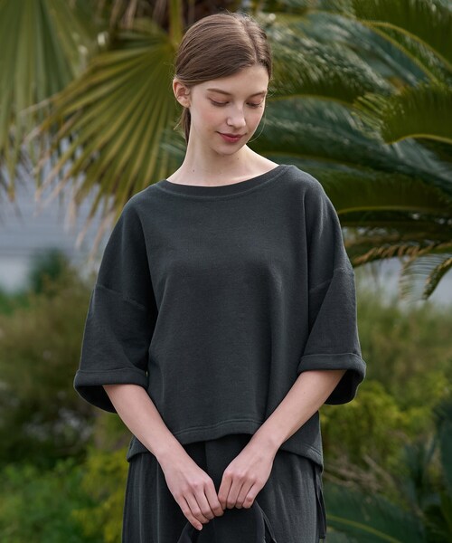 DRESSTERIOR(ドレステリア)の「【ウォッシャブル/セットアップ可】リネン混裏毛ドロストプルオーバー(Tシャツ/カットソー・レディース・ライトグレー/チャコールグレー・38/36)」の6枚目の写真