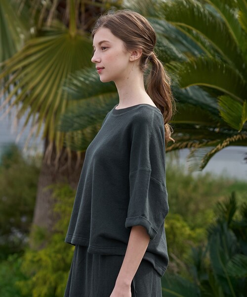 DRESSTERIOR(ドレステリア)の「【ウォッシャブル/セットアップ可】リネン混裏毛ドロストプルオーバー(Tシャツ/カットソー・レディース・ライトグレー/チャコールグレー・38/36)」の12枚目の写真