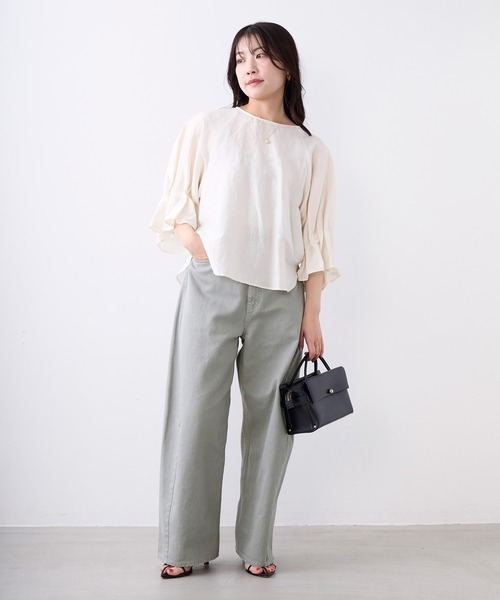 MICA&DEAL（マイカ＆ディール）の「タックスリーブブラウス〈セットアップ対応〉（シャツ/ブラウス・レディース・オフホワイト/チャコールグレー/ブラウン・FREE）」の10枚目の写真