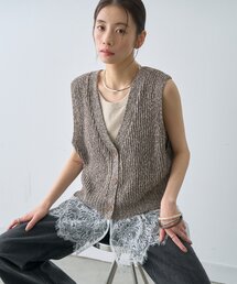 CIAOPANIC TYPY | 新色追加！【前後2WAY/全方位着映え♪】裾レースメランジベスト(ベスト)
